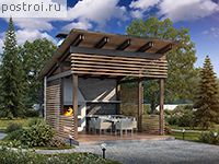 P-021-1D проект одноэтажной деревянной беседки размером 5 на 4 