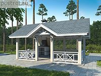 P-030-3P проект одноэтажной беседки из пеноблока размером 5 на 7 