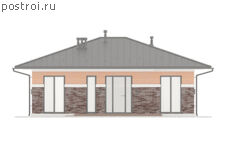 P-106-1P проект коттеджа из пенобетона размером 13 на 12 - вид спереди