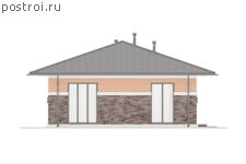 P-106-1P проект коттеджа из пенобетона размером 13 на 12 - вид слева