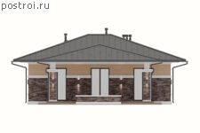 P-130-1P проект коттеджа из газобетона размером 13 на 18 - вид сзади