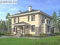 P-191-1K проект двухэтажного коттеджа из кирпича размером 11 на 12 