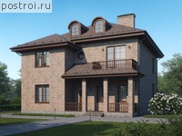 P-197-1K проект двухэтажного коттеджа из кирпича размером 12 на 14