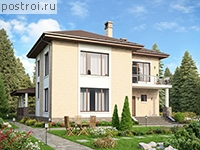 P-197-1P проект двухэтажного коттеджа из пенобетона размером 12 на 12 
