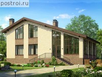 P-218-1P проект двухэтажного дома из пенобетона размером 11 на 17 