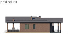 P-298-1P проект одноэтажного дома из пеноблоков с подвалом и гаражом размером 24 на 22 - вид слева P-298-1P проект одноэтажного дома из пеноблоков с подвалом и гаражом размером 24 на 22 - вид слева