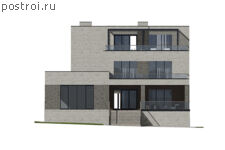 P-435-1P проект дома из газобетона с цоколем размером 18 на 26 - вид сзади P-435-1P проект дома из газобетона с цоколем размером 18 на 26 - вид сзади