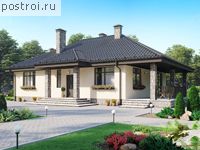 R-117-1P проект одноэтажного коттеджа из пенобетона размером 17 на 14 