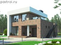 R-128-1P проект двухэтажного коттеджа из газобетона с гаражом размером 10 на 11