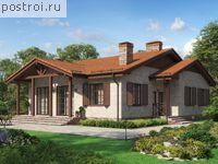 R-132-1P проект одноэтажного дома из газобетона с подвалом размером 12 на 14 