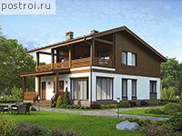 R-161-1K проект одноэтажного дома из кирпича с мансардой размером 10 на 12 