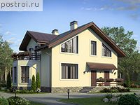 R-163-1K проект одноэтажного дома из кирпича с мансардой размером 13 на 10 