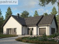 R-166-1K проект одноэтажного дома из кирпича с гаражом размером 13 на 19 