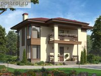 R-166-1P проект двухэтажного дома из пеноблоков размером 11 на 11 