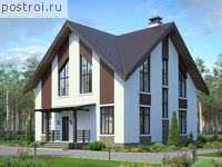 R-168-1P проект одноэтажного дома из пеноблоков с мансардой размером 10 на 10