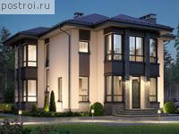 R-192-1P проект двухэтажного коттеджа из пенобетона размером 14 на 11 