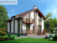 R-194-1K проект одноэтажного коттеджа из кирпича с мансардой размером 10 на 12 