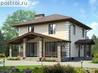 R-203-1P проект двухэтажного дома из пенобетона с цоколем размером 9 на 10