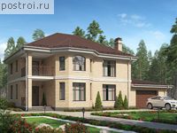 R-208-1P проект двухэтажного дома из пенобетона с гаражом размером 19 на 12 