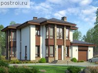 R-226-1P проект двухэтажного коттеджа из газобетона с гаражом размером 14 на 16 