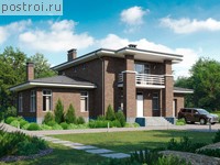 R-237-1P проект двухэтажного дома из газобетона с гаражом размером 21 на 17