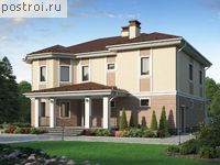 R-261-1P проект двухэтажного дома из пеноблоков с гаражом размером 15 на 13 