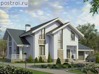 R-266-1K проект двухэтажного дома из кирпича с гаражом размером 17 на 15 