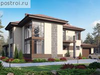 R-285-1P проект двухэтажного дома из пеноблоков с гаражом размером 19 на 16 