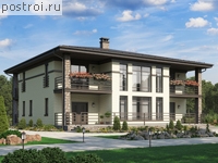 R-302-1P проект двухэтажного коттеджа из пенобетона размером 17 на 16 