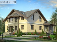 R-308-1P проект двухэтажного коттеджа из пенобетона с подвалом размером 20 на 13 