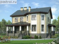 R-347-1P проект двухэтажного дома из пенобетона с цоколем размером 14 на 12 