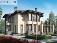 R-352-1P проект двухэтажного коттеджа из газобетона с цоколем размером 17 на 14 