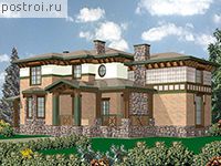 R-550-1K проект двухэтажного дома из кирпича с цоколем размером 17 на 20 