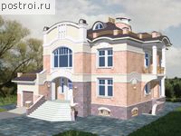 S-467-1K проект двухэтажного дома из кирпича с цоколем и гаражом размером 26 на 15 