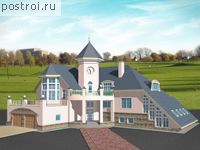 S-569-1K проект двухэтажного дома из кирпича с мансардой и гаражом размером 22 на 27 