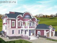 S-706-1K проект двухэтажного дома из кирпича с цоколем и гаражом размером 17 на 17 