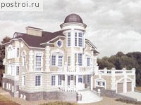 S-710-1K проект трехэтажного дома из кирпича с цоколем и мансардой и гаражом размером 21 на 16 