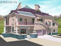 S-795-1K проект трехэтажного дома из кирпича с цоколем и мансардой и гаражом размером 19 на 24 