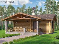 T-033-1D проект одноэтажной деревянной бани из бревна размером 7 на 8 