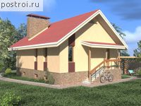 T-133-1P проект одноэтажного дома из газобетона с цоколем размером 10 на 8 