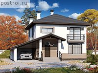 T-134-1P проект двухэтажного дома из газобетона с гаражом размером 10 на 12 