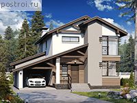 T-137-1P проект двухэтажного дома из газобетона с гаражом размером 11 на 11 