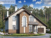 T-143-2P проект двухэтажного дома из пеноблоков с гаражом размером 10 на 14 