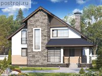 T-148-1P проект одноэтажного дома из газобетона с мансардой размером 11 на 11 