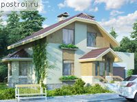 T-152-1P проект двухэтажного коттеджа из пеноблоков с гаражом размером 13 на 12 