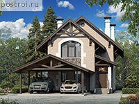 T-163-2P проект двухэтажного дома из пеноблоков с гаражом размером 23 на 7 