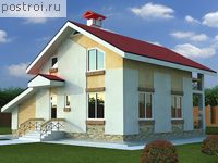 T-170-1P проект одноэтажного дома из пеноблоков с мансардой и гаражом размером 10 на 12 