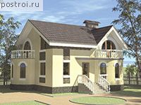 T-171-1P проект одноэтажного дома из пеноблоков с мансардой размером 9 на 10 