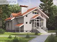 T-189-1P проект двухэтажного дома из пеноблоков с цоколем и мансардой размером 12 на 10 