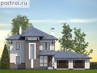 T-194-1P проект двухэтажного коттеджа из пенобетона с гаражом размером 10 на 17 